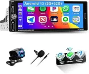 Android 13 2+32G Single Din Car Stereo with Wireless Carplay Android Auto,GPS Navigation with Car Radio, 6.9 Inch Touchscreen with Bluetooth, MirrorLink, WiFi, FM/RDS, EQ/DSP,SWC, Backup Camera&MIC