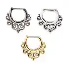Surgical Steel Hinged Septum Clicker Ring 16 Gauge With Tribal Swirl