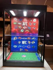 NFL - AFC & NFC 2-tier Custom Mini Helmet and Card Display Case with LED Lights