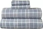 4 Piece 100% Cotton Flannel Sheet Set King - High GSM Deep Pockets, Warm Breatha
