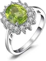 [JewelryPalace] Princess Diana William Kate 2.2ct Natural Peridot Engagement Halo Ring 925 Sterling Silver