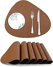 fanquare Leather Placemats Non-Slip Shaped Placemats for Indoor and Outdoor Settings Heat Resistant & Durable Table Mats for Dining, Walnut Brown