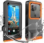 Universal Waterproof Phone Case with Underwater Touch Screen for Snorkeling, IP68 Professional Diving Underwater[50ft/15m] Case for iPhone 15 14 13 12 11 Pro Max Plus XS XR (Black, 4th Generation)