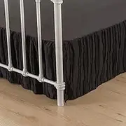Bed Skirt Full Size, Ruffled Bed Skirt with Split Corners, Full Bed Skirts 18 Inch Drop with Platform, Striped Boho Full Size Bed Skirting, Stripe, Black, 18'' Full