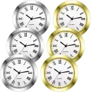 6 Pack Mini Clock Insert 1.5 Inch round Quartz Movement Clock Faces for Crafts