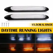 2X Car Dynamic Amber LED Daytime Running Turn Signal Light DRL Strip 6000K/3000K (for: Renault)