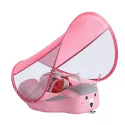 Premium Smart Swim Trainers With Sun Canopy No Inflation Leakproof Baby Swim Rings Pink