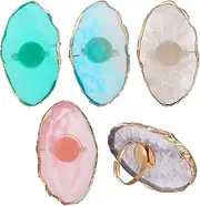 OATIPHO 5pcs Resin Nail Art Palette: Polish Agate Painted - Smooth Edges Prevent Scratches - Cosmetic Mixing Plate DIY Art Tool Supplies for Nail Shop