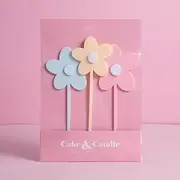 Cake & Candle Milkshake Flowers Cake Topper, Mixed (3 Flowers)