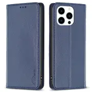 BINFEN COLOR BF18 For iPhone 15 Pro Max PU Leather Shockproof Cover Card Holder Stand Phone Case