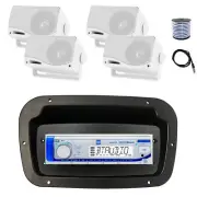 Dual Marine Radio, Spa Bezel,Adapter, Antenna,Wire, 4x 3.5'' 200W White Speaker