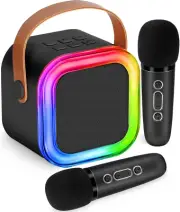 Mini Karaoke Machine Wireless Microphone Gift for Kids Girls Toys Age 4-10 Black