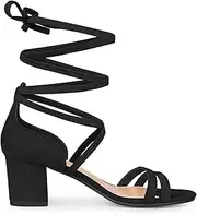 [Perphy] Open Toe Block Heel Tie Up Sandals for Women