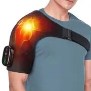 GGP Black Rechargeable Heated Shoulder Massager With Led Display Adjustable Compression Wrap For Pain Relief And Relaxation
