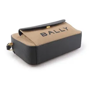 【BALLY】Bar Daniel 帆布及皮革口袋斜背包(沙色/黑色)