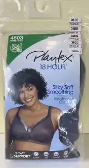 Playtex 18 Hour Silky Soft Smoothing Bra 4803 Gray Size 36DD NEW (open)