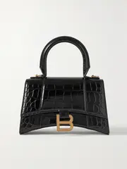 [Balenciaga] Balenciaga - Hourglass Xs Croc-effect Leather Tote - Black - One size One size Black