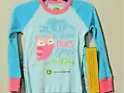 John Deere girls pj's light & med. blue long sleeve top & multi color long pants
