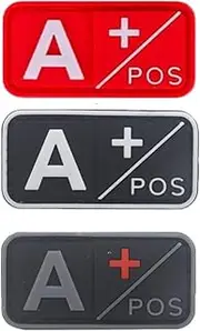 Uijokdef 3 PCS Blood Type Patch Kit Positive, Tactical Type Positive 3D PVC Rubber Fastener Patch, 2 X 1 Inch Size (A)