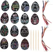 Easter Craft Easter Scratch Off Cards 60pcs Scratch Paper 4 Pens Boys and Girls Easter Craft Kit with Wooden Stick