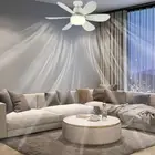 Ceiling Fan LED Lamp E27 Socket Fan Light Remote 52cm (White Crystal Shell)