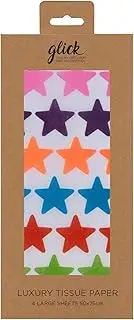 Glick 4 Sheets of Jazzy Star Tissue Paper. Each Sheet Measures 75 x 50cms When Opened and is Suitable for Birthdays & Other Celebrations
