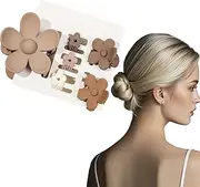 Flomiara 6PCS Hair Clips for Women, Claw Clips, Plastic Flowers Hair Clip Home Makeup Outdoor, Suitable for Thick Thin Hair, Strong-Hold Claws for Styling, Light Cute for Women Girls Kids, Brown