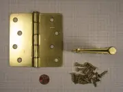 TACO #E-RC-100F 1/4" RADIUS CORNER DOOR HINGE, 4" x 4", BRASS-PLATED