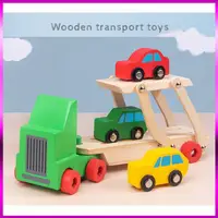 在飛比找蝦皮購物優惠-[HOT 2020] 木製玩具套裝模型木製容器 2 層汽車 