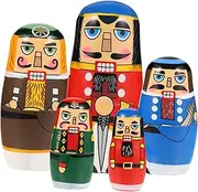 Toddmomy 1Set Nutcracker Nesting Dolls Hand Painted Multi Layered Matryoshka Educational for Dolls for Family