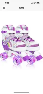 Nattork Roller Skates 4 Sizes Adjustable for Kids with All Light up Wheels