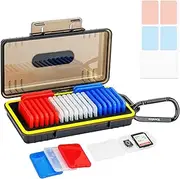 Memory Card Case with 24 Pack Clear Plastic Memory Card Holders for 24 SD SDXC SDHC & 24 TF MSD Micro SD Cards,Dual Protection Color Organize SD MicroSD Card Carrying Organizer Storage Protector