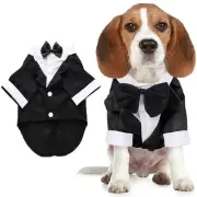 Puppy Clothes - Formal Dog Tuxedo with Black Bow Tie, Cat & Dog Outfit for Sm...
