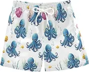 [RPLIFE] Swimming Clothes for Boys, Anti Chafe Swim Trunks Boys 2 T, Blue Octopuses Yellow Fish
