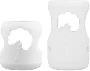 2 Pieces Silicone Sleeves for Natural Glass Baby Bottles, Anti Breakage Non-slip Baby Bottle Holder, Easy Cleaning Reusable Glass Baby Bottles Protective Sleeve Present for Newbie Parents(150ml+270ml）