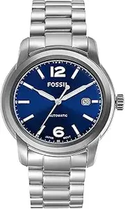 [FOSSIL] Men's Silver Stainless Steel Heritage Analogue Watch, 43mm