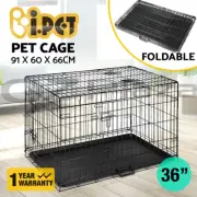 I.Pet Dog Cage Crate Kennel Cat Collapsible Metal Cages 24"~ 48" Playpen Large