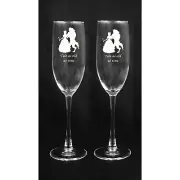 Beauty Beast Belle Wedding Toasting Glasses Flute Engraved Personalized FREE