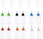 17Pcs 1 Ounce/30ml Precision Tip Applicator Bottles with Mini Funnels, 6 Colors Needle Tip Squeeze Glue Bottles Precision Bottles for Craft Acrylic Painting DIY Crafts
