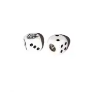 Mongoose - Dice Tire Valve Caps (Pair) - White - old school bmx