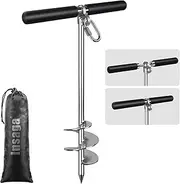 Insaga Fully Welded Sand Anchor, 304 Stainless Steel Jet Ski Anchor, 17'/26'/36' Boat Anchor, Pontoon Boat Anchor, PWC Anchor for Beach, Shallow Water, Sandwar, Non-Slip Handle Sand Spike Boat Anchor