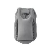 Inflatable Air Cushion Travel Pillow for Airplane Office Nap Neck Head Chin Grey