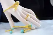 Gold Plated Bangle Pearl Bracelet & Ring