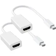2PCS Mini Display Port DP To HDMI Adapter 4K/60Hz 1080p For PC/Monitors/Laptops/MacBook Pro/Air - White
