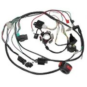 Motorcycle ATV Quad Pit Bike Go Kart Full Complete Electrics Wiring Harness CDI STATOR 6 Coil for 50-125CC Black
