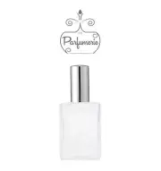 Perfume Atomizer Frosted Glass 2 oz. Silver Atomizer Top Refillable and Elegant