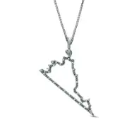 Natural Diamond Accent State of Virginia Outline Pendant in Sterling Silver