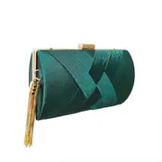 Clutch bag ladies purse tassel dinner bag green