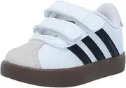 [adidas] Kids Vl Court 3.0 Hook & Loop Sneaker, White/Black/Grey, 7 US Unisex Toddler
