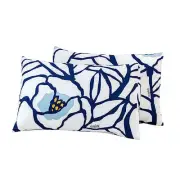 Abstract Print Pillow Cases King 100% Cotton Blue Floral Pillow Covers Set of